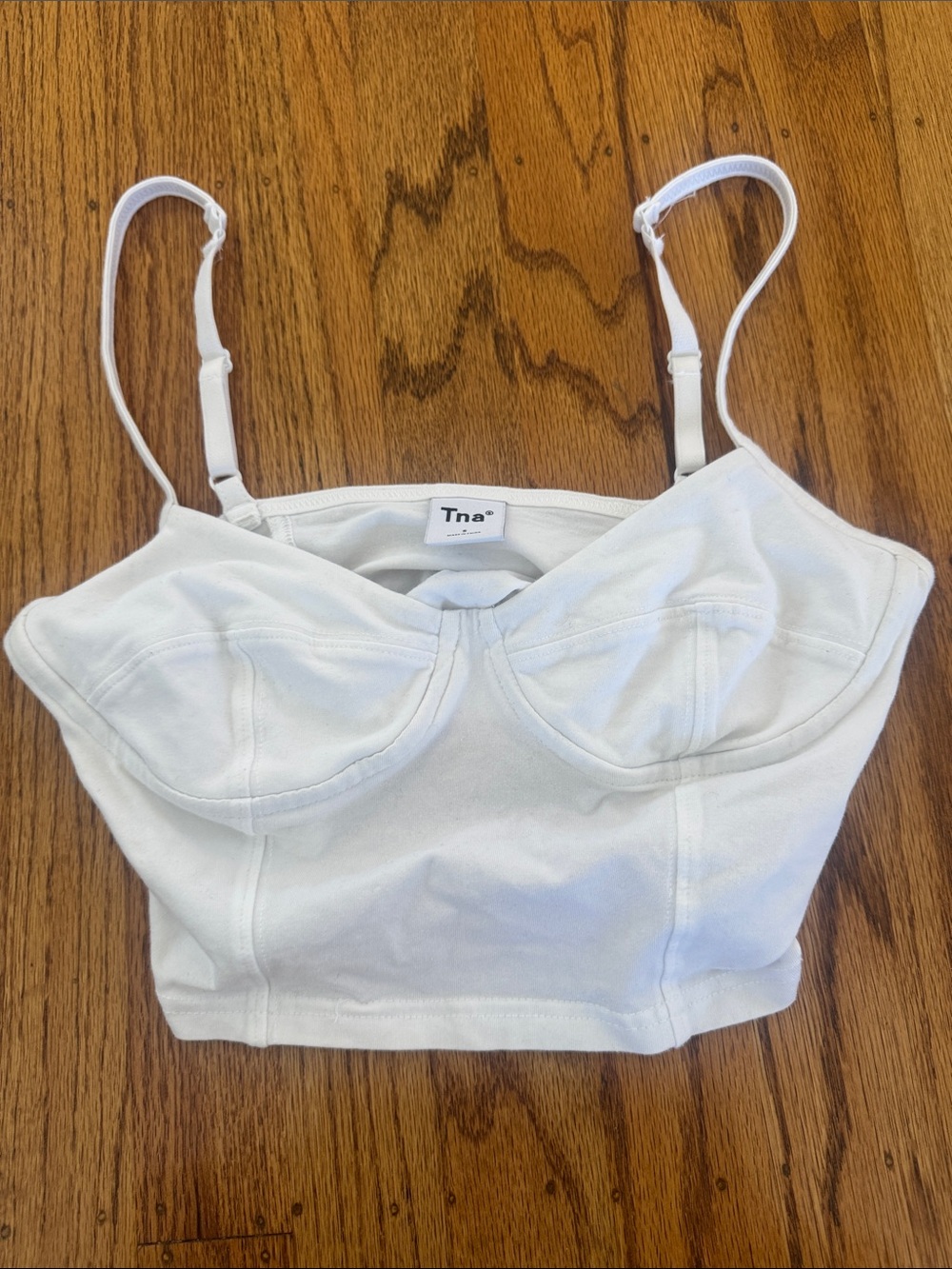 TNA White Bustier Crop Bralette